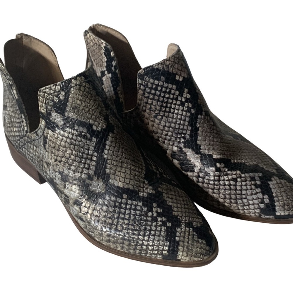 Aldo Snakeskin Short Boots Genuine Leather Shoetie Zip Slip-on Black Beige Tan 8
